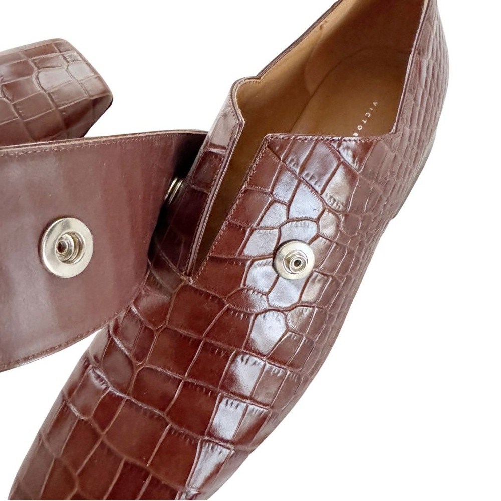 Victoria Beckham Square Toe Buckle Loafer Cognac Sz 39 - Picture 6 of 12